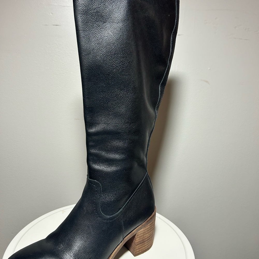 Black Leather Knee-High Boots